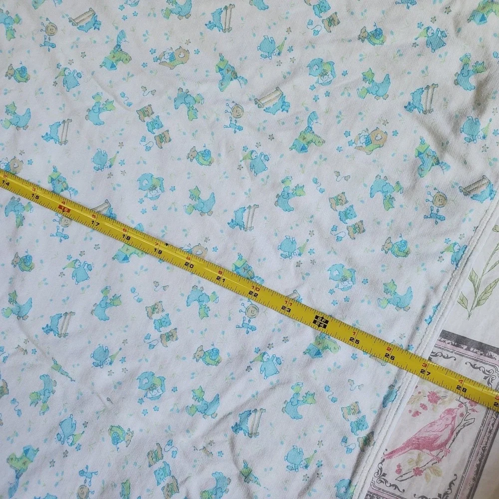 Vtg Carter's Baby Blanket Blue Animals Cotton Flannel Made in USA 1980s 90s
